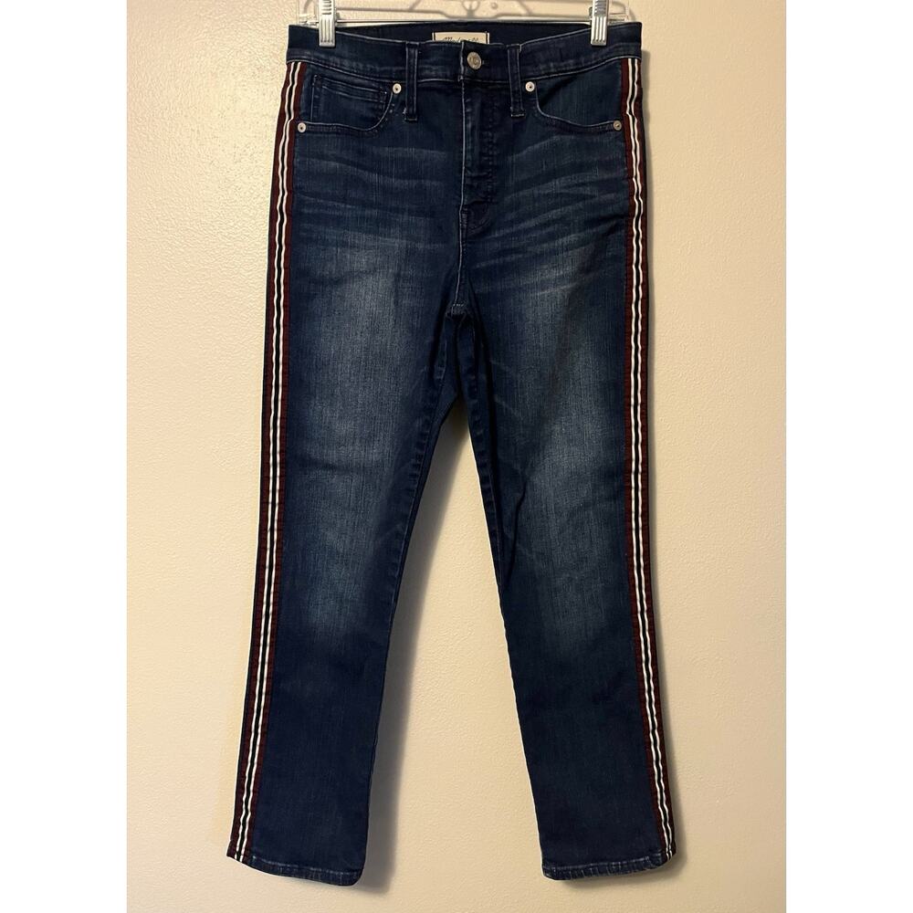 Madewell Jeans Stovepipe Straight Leg Ribbon Tux Stripe Size 28 High Rise Denim